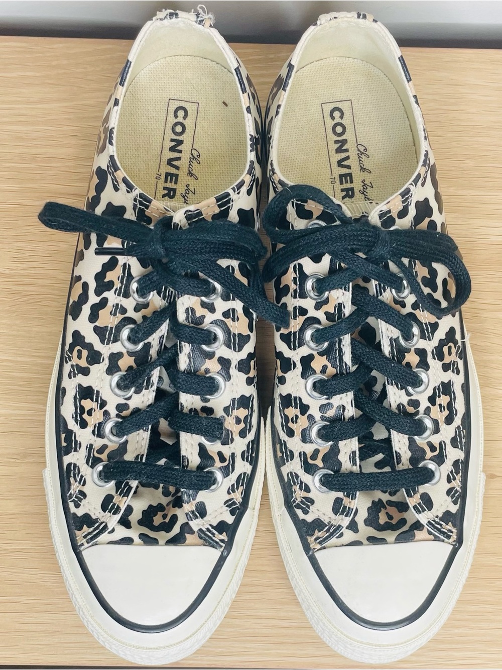 Converse Women Glow-in-the-dark Leopard Print Low Top Sneakers - Cream/Black